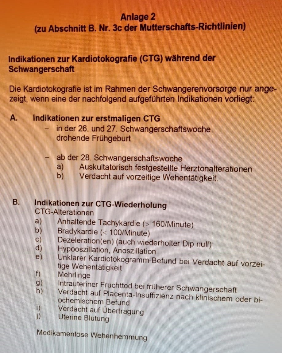 CTG in der Schwangerschaft low risk bis 2028 