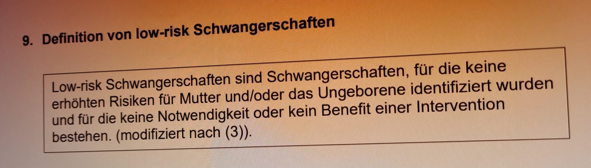 Definition von low risk Schwangerschaften S3 Leitlinie bis 2028