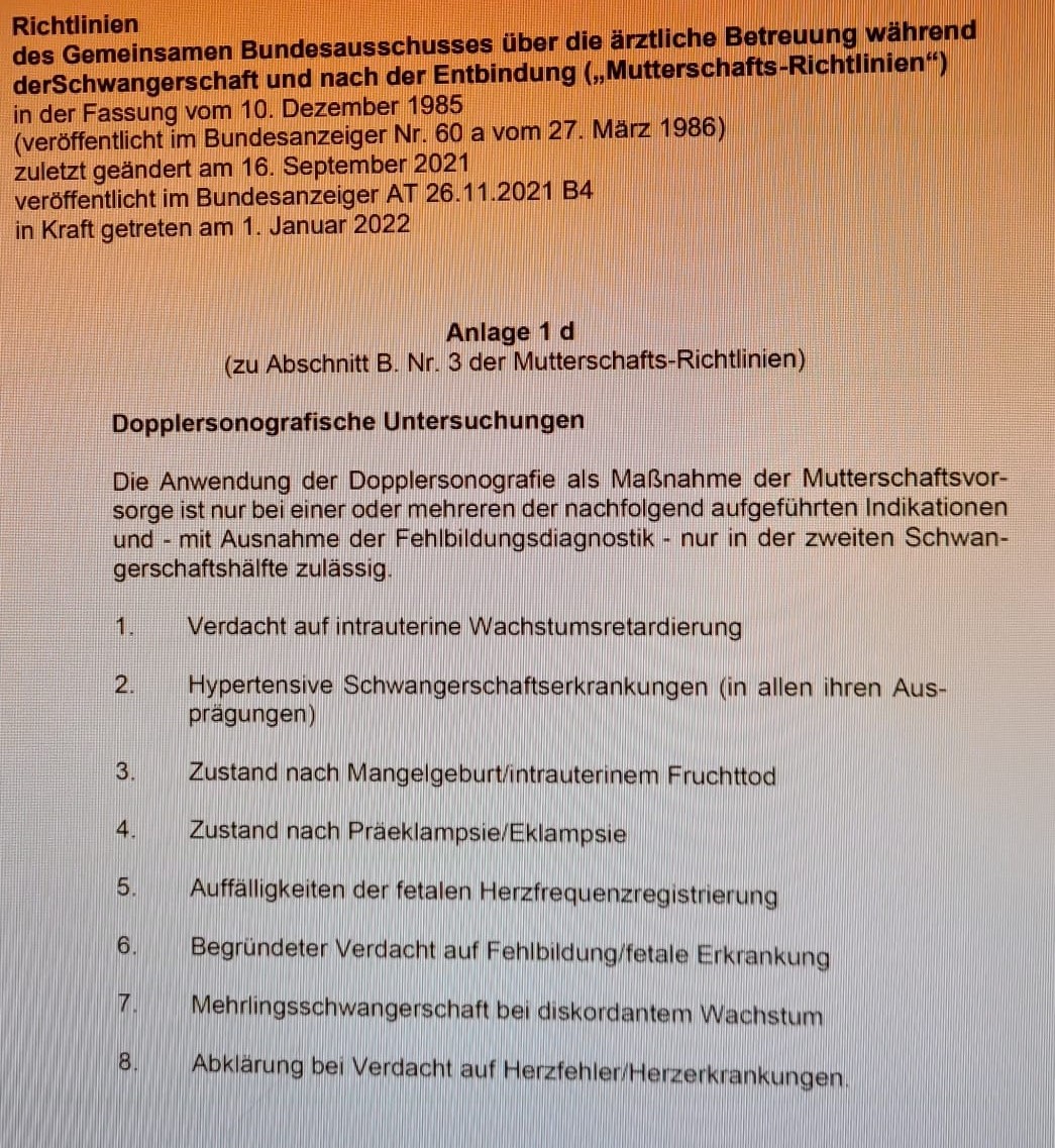 dopplersonografie mutterschRL leitlinie S3